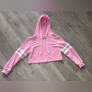 Perfashion Women Sweatshirt Crop Top Hoodie Long Sleeve, Pink, Sz Medium